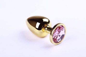 Анальна пробка з кристалом Swarovski Gold Pink Topaz, розмір L 280908 фото