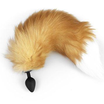 Силиконовая анальная пробка с хвостом из натурального меха Art of Sex size M Foxy fox, 8,5х3,5 см. SO6188 фото