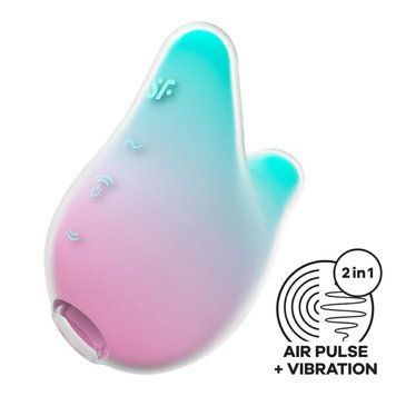 Вакуумний кліторальний стимулятор із вібрацією Satisfyer Mermaid Vibes Mint/Pink, 2 мотори, 9,5х5,7 см. SX1209 фото