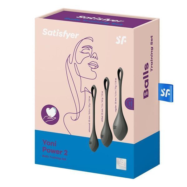 Набір йоні намистин для зміцнення м'язів тазового дна Satisfyer Yoni Power 2 Black, вага 22-44-73г SO5550 фото