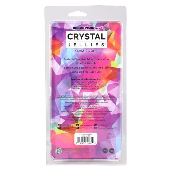 Фалоімітатор Doc Johnson Crystal Jellies &mdash; 7 Inch Classic Dong &mdash; Rainbow, 17,8х3,8 см. SX4447 фото