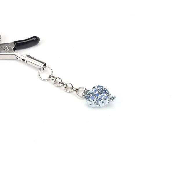 Затискачі для сосків із сердечком Liebe Seele Glow-in-dark Nipple Clamps Blue, світяться в темряві SX1683 фото