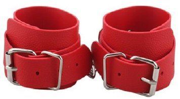 Наручники BDSM-NEW PVC Handcuffs With Chain, red 281333 фото