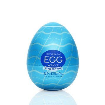 Мастурбатор-яйце Tenga Egg Wavy II Cool з подвійним хвилястим рельєфом та охолоджуючим ефектом, 8х5 см. SO6594 фото
