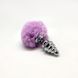 Металлическая анальная пробка Кроличий хвостик Alive Fluffy Twist Plug M Purple, 8х3,4 см. SO6308 фото 1