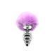 Металлическая анальная пробка Кроличий хвостик Alive Fluffy Twist Plug M Purple, 8х3,4 см. SO6308 фото 2