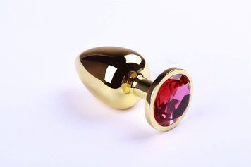 Анальна пробка з кристалом Swarovski Gold Pink-Rhodolite, розмір L 280909 фото