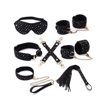 Набір Liebe Seele Stary Nights 7pcs Bondage Kit, фіксатори, нашийник з повідцем, кляп, флоггер, маска SO9508 фото