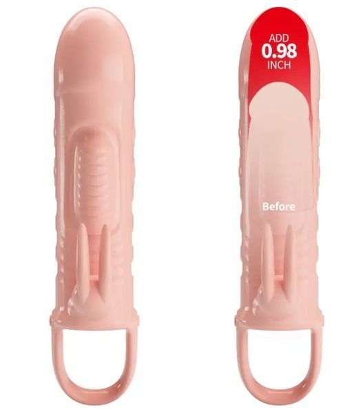 Насадка на член із петлею для мошонки BAILE PRETTY LOVE - PENIS SLEEVE Sloane, 14,5х3,8 см. BI-026243 фото