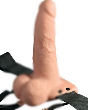 Порожнистий страпон з вібрацією та пультом ДК 6" Hollow Rechargeable Strap-on Remote Flesh від Pipedream, 18х5 см. 530109 фото
