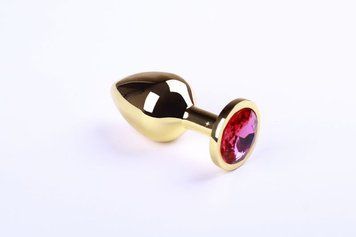 Анальна пробка з кристалом Swarovski Gold Pink-Rhodolite, розмір М 280919 фото