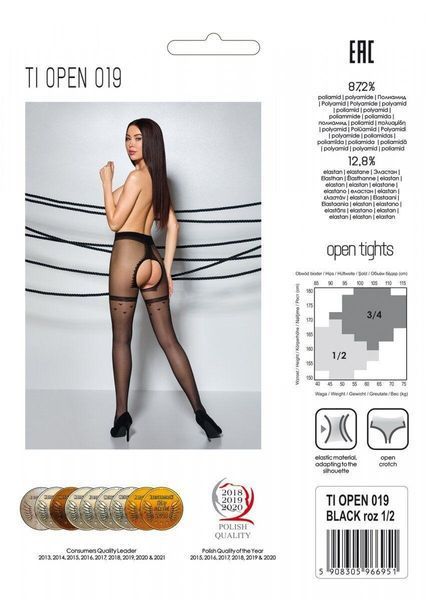 Колготки с открытым доступом, имитация чулок Passion TIOPEN 019 black, (20 den), 1/2, 3/4 SO8493 фото
