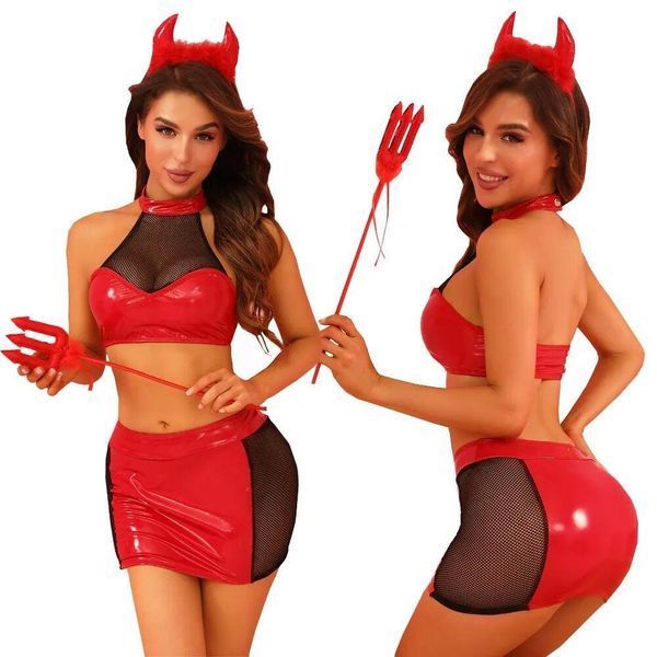 Сексуальный костюм дьяволицы JSY &laquo;Искусительница Джен&raquo; One Size, топ, юбка, трусики, рожки, жезл SX0400 фото