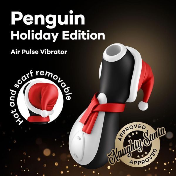 Вакуумний кліторальний стимулятор Satisfyer Penguin Holiday Edition, в шапочці та шарфі SO8777 фото