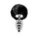 Металлическая анальная пробка Кроличий хвостик Alive Fluffy Twist Plug L Black, 9х4 см. SO6311 фото 2