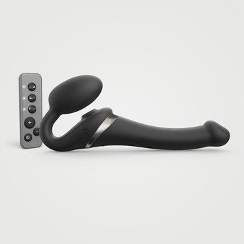 Безремневой вибрострапон с вакуумной стимуляцией Strap-On-Me MULTI ORGASM Black S, регулируемый, 14,7х3,4 см. SO6821 фото