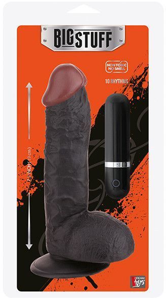 Реалистичный вибратор на присоске BIGSTUFF 7.5INCH BLACK, 19х4 см. DT20873 фото