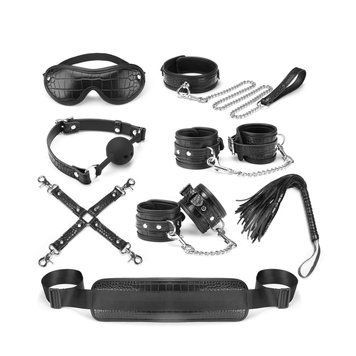 Набір Liebe Seele Temptation Bondage 8pcs Kit, фіксатори, нашийник з повідцем, кляп, флоггер, маска SO9510 фото