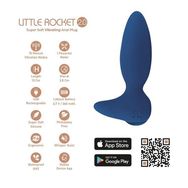 Анальна смарт-вібропробка Adrien Lastic Little Rocket 2.0, 13х3,5 см. SX1275 фото