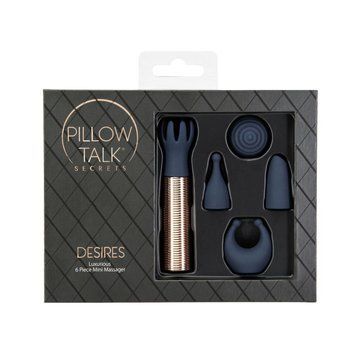 Вібромасажер з насадками Pillow Talk Secrets Desires 6-Piece Mini Massager Set - Navy SO7750 фото