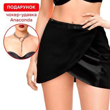 Сексуальна спідниця Art of Sex &mdash; Malibu, колір чорний з ефектом мокрого оксамиту, XS-M, L-2XL + подарунок SX3534 фото