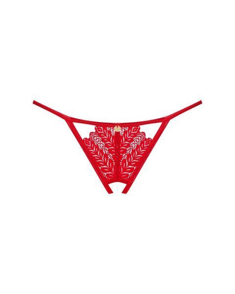 Трусики-стрінги з доступом Obsessive Ingridia crotchless thong, червоні, XS/S, M/L, XL/2XL SO9043 фото