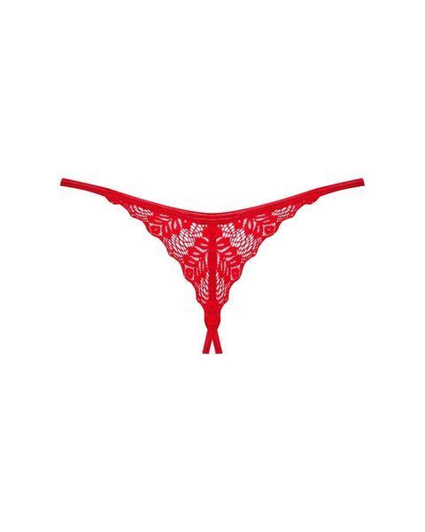 Трусики-стрінги з доступом Obsessive Ingridia crotchless thong, червоні, XS/S, M/L, XL/2XL SO9043 фото