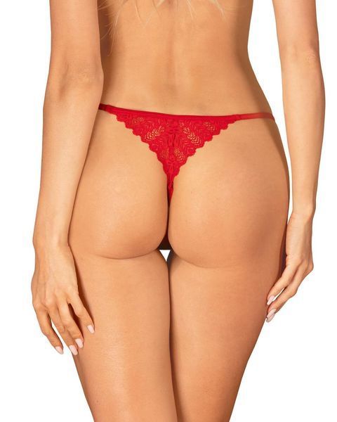 Трусики-стрінги з доступом Obsessive Ingridia crotchless thong, червоні, XS/S, M/L, XL/2XL SO9043 фото