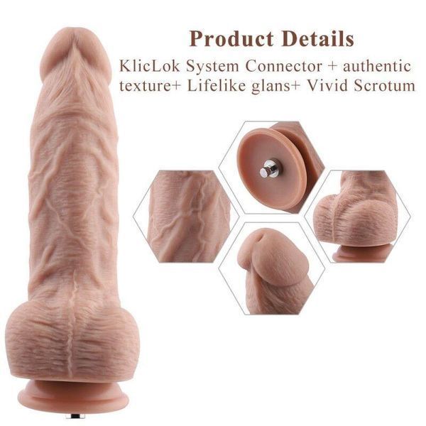 Гибкий фаллоимитатор для секс-машин Hismith 9.25&Prime; Silicone Dildo, система KlicLok, 23,5х5,5 см. SO6207 фото