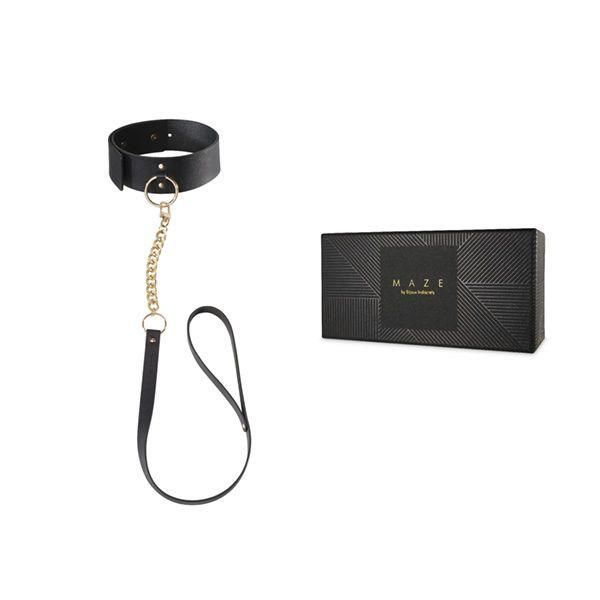 Нашийник з повідцем Bijoux Indiscrets MAZE - Wide Chocker Black SO2648 фото