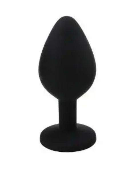 Силиконовая анальная пробка с кристаллом в форме сердца Black Silicone Heart Diamond, размер S, 7,5х2,8 см. 820163 фото