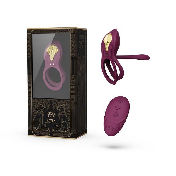Смарт-эрекционное кольцо двойное с вводимой частью и пультом ДУ Zalo BAYEK Velvet Purple SO6645 фото