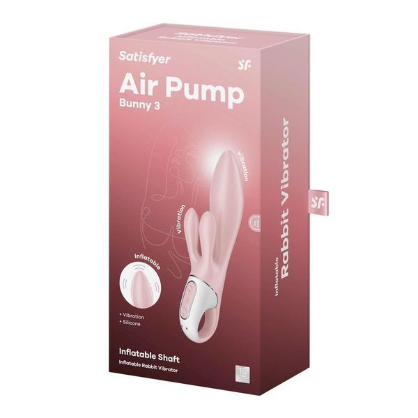 Вібратор-кролик надувний Satisfyer Air Pump Bunny 3, 12 режимів, подвійний відросток, 21х4 см. (надувається до 5,5 см) SX2173 фото