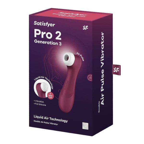 Вакуумный клиторальный стимулятор с вибрацией Satisfyer Pro 2 Generation 3 with Liquid Air WineRed, 16,4х6,5см SO7772 фото