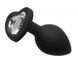 Силиконовая анальная пробка с кристаллом в форме сердца Black Silicone Heart Diamond, размер S, 7,5х2,8 см. 820163 фото 1