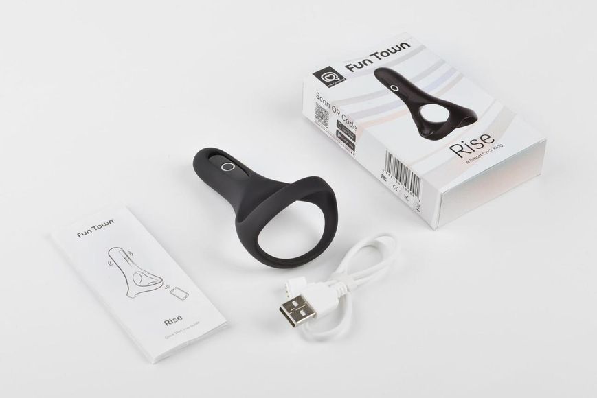 Подвійне смарт ерекційне кільце Fun Town Rise Black, керування зі смартфона SO5747 фото