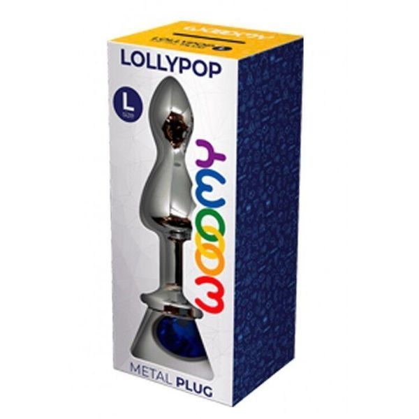 Металевий анальний затор Wooomy Lollypop Double Ball Metal Plug Blue, розмір L, 10,5х3,5 см. SO7419 фото