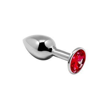 Металлическая анальная пробка с кристаллом Alive Mini Metal Butt Plug Red, размер S, 7х2,8 см. SO6010 фото
