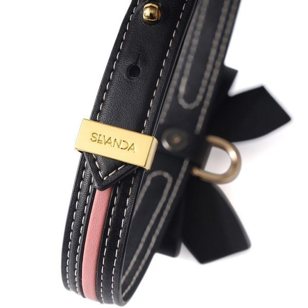 Ошейник с поводком LOCKINK SEVANDA Love Heart Butterfly Leather Collar Set - Black SX0863 фото