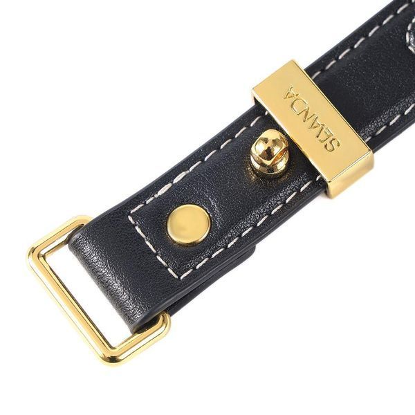 Ошейник с поводком LOCKINK SEVANDA Love Heart Butterfly Leather Collar Set - Black SX0863 фото